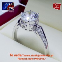 Złoty pierścionek z dużą cyrkonią 2,8 - 3.0 ct  PK0301SJ