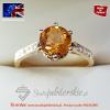 Przepiękny złoty pierścionek zaręczynowy z dużym 7 mm cytrynem i brylantami 0,16ct PK0302MK