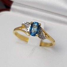 Pierścionek zaręczynowy: złoto, topaz, brylanty